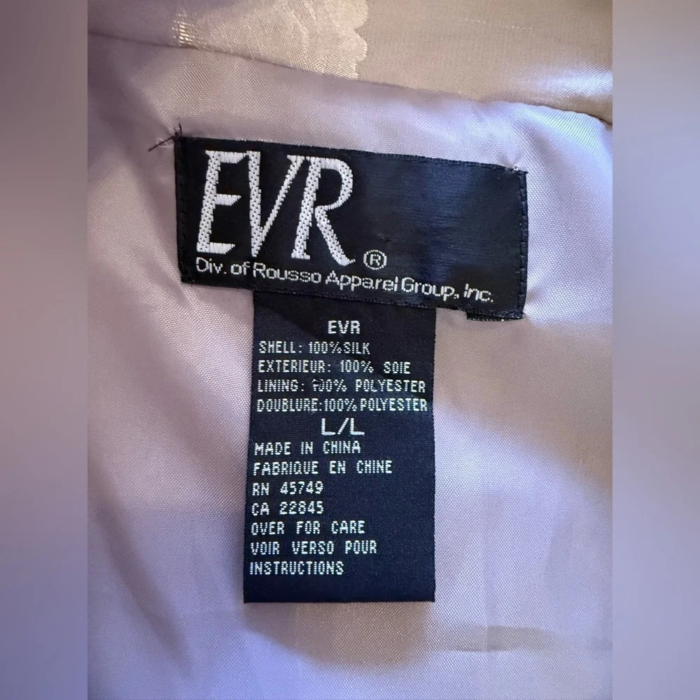 Vintage EVR - flower Print - Brown Jacket - 100% Silk - made in china L